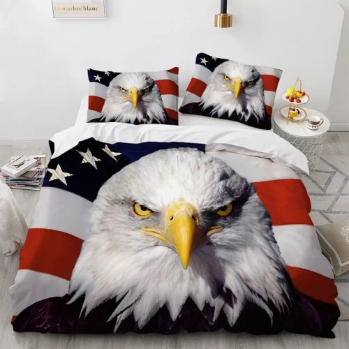 Bald Eagle American Flag Bedding Set