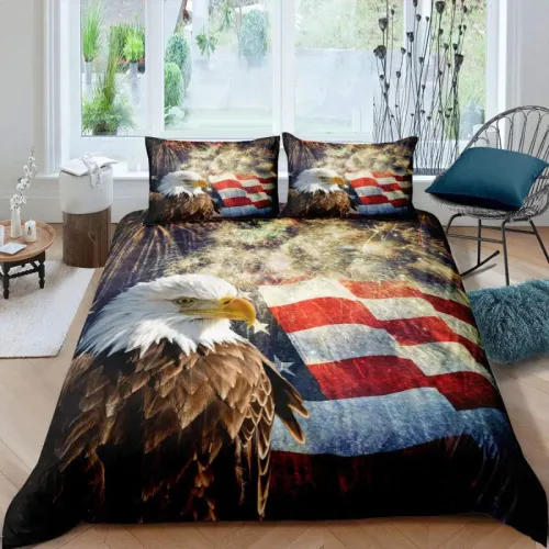 American Bald Eagle Flag Bed Set