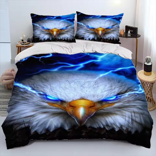 Lightning Bald Eagle Face Bedding Set