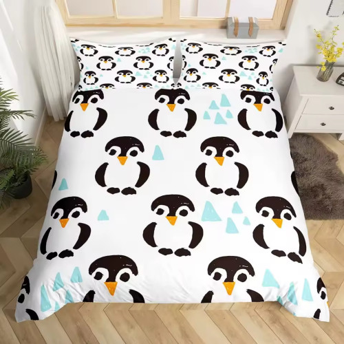 Cartoon Penguins Bed Set