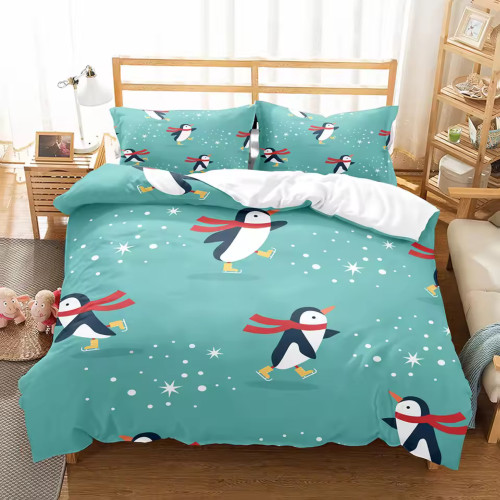 Snowflakes Penguins Bed Set