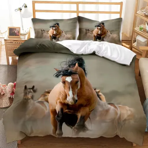 Galloping Horses Print Duvet Cover