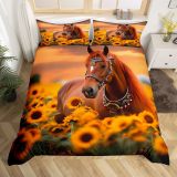 Sunflowers Horse Print Bed Set