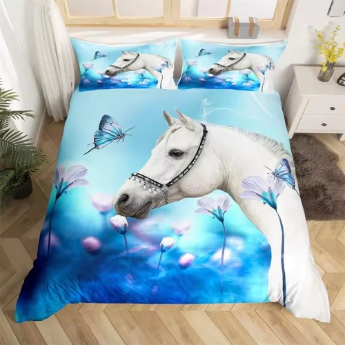 Butterfly Horse Print Duvet Cover