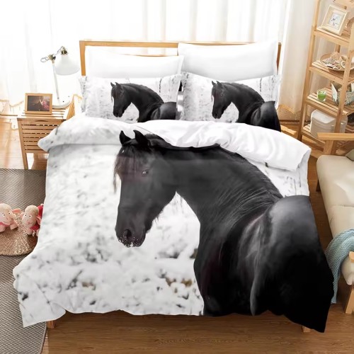 Black Horse Print Bed Set