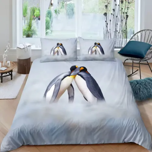 Penguin Couples Print Bedding Set