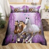 Floral Galloping Horses Bed Set