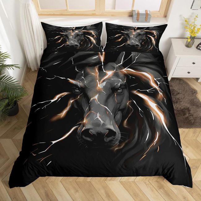 Lightning Horse Print Bed Set