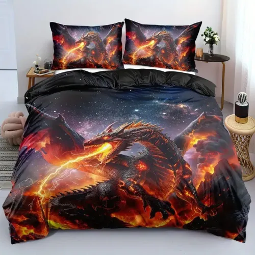 Teens Dragon Printed Bed Set
