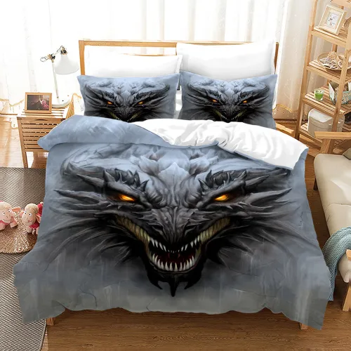 3D Dragon Face Bed Set