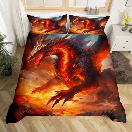 Flame Dragon Duvet Cover