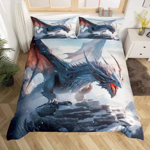 Snow Dragon Duvet Cover
