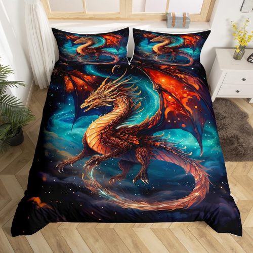 Large Dragon Print Bed Set