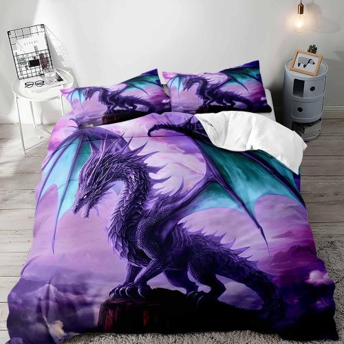 Purple Dragon Print Bed Set
