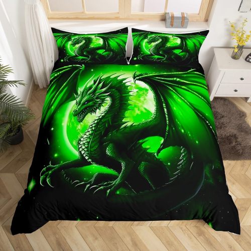 Cosmic Green Dragon Bed Set