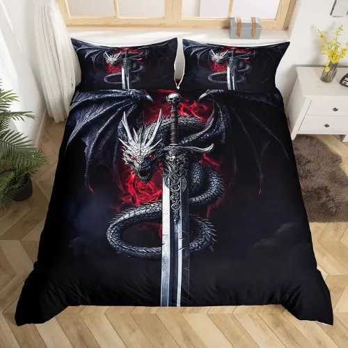 Dragon Sword Print Bed Set