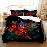 Black Butterfly Print Bed Set