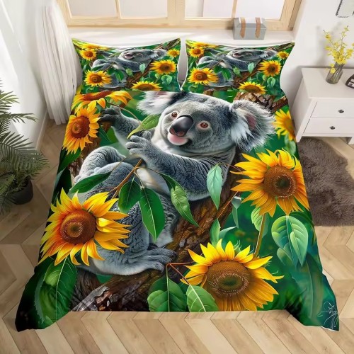 Floral Koala Print Bed Set