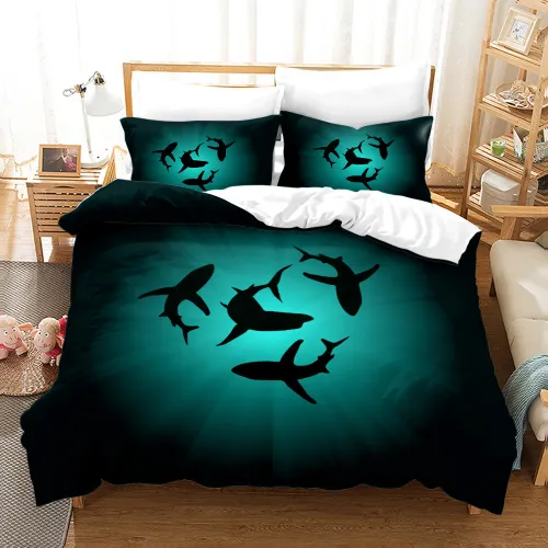 Cartoon Sharks Bedding Set