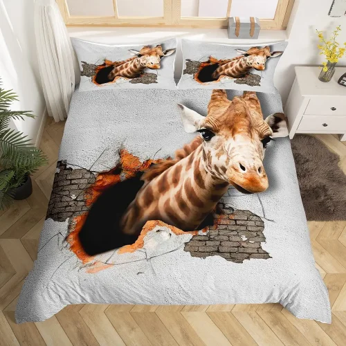 3D Giraffe Breaking The Wall Bed Set