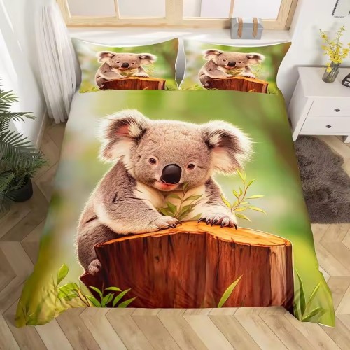 Kawaii Baby Koala Print Bed Set