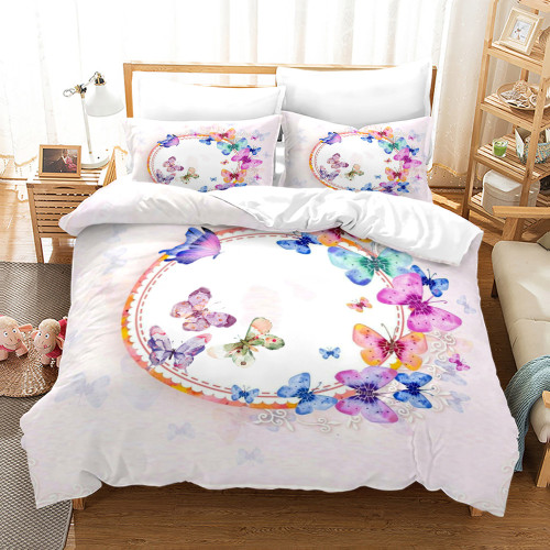 Cute Butterfly Print Bed Set