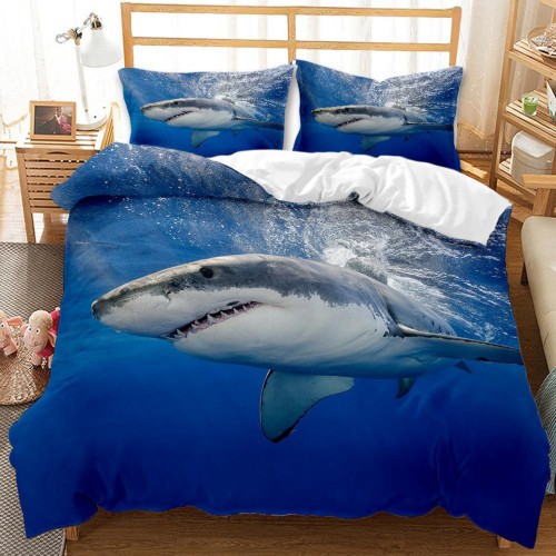 Sea Shark Print Bed Set