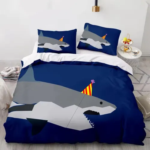 Happy Shark Print Bed Set