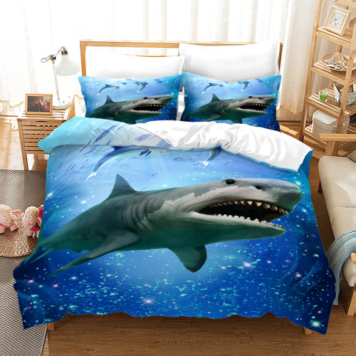 3D Shark Print Bed Set