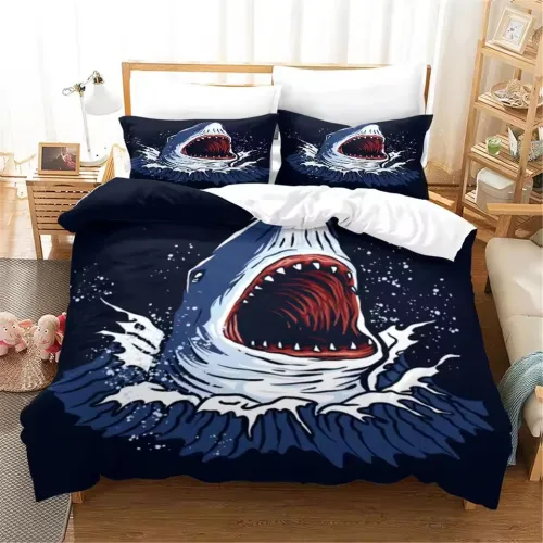 Cue Shark Print Bed Set