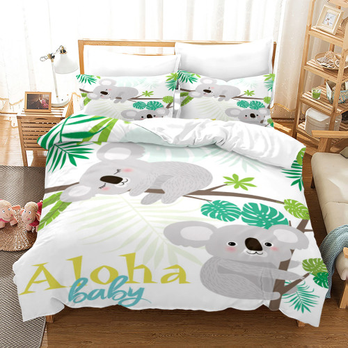 Cartoon Baby Koala Print Bed Set
