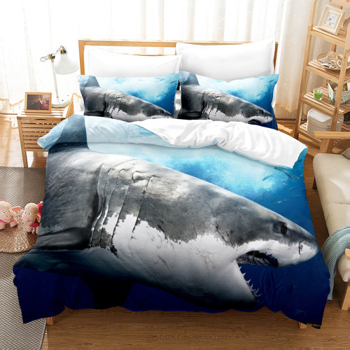 Great White Shark Print Bed Set