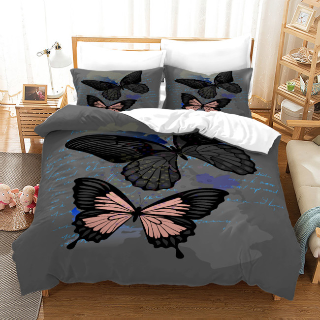 Grey Butterfly Bed Set