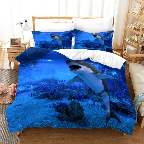 Ocean Shark Print Bed Set