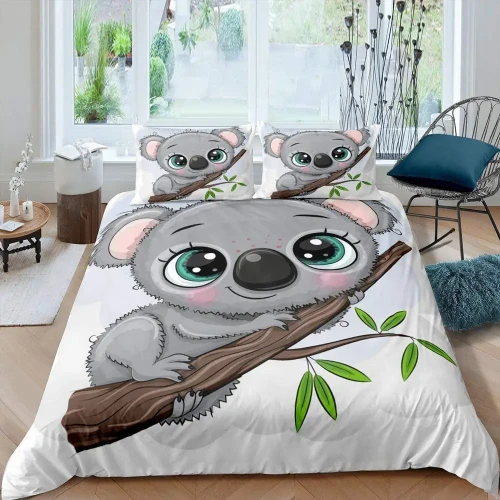 Anime Koala Print Bed Set