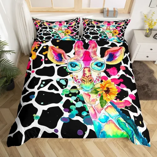 Colorful Giraffe Bed Set