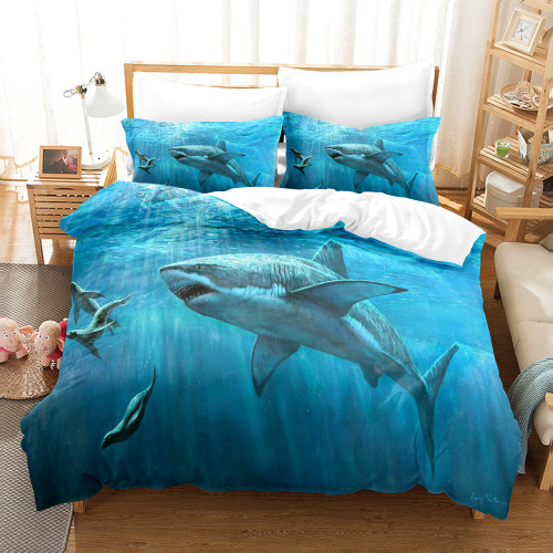 Sea Shark Print Bed Set