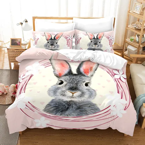 Floral Rabbit Print Bed Set