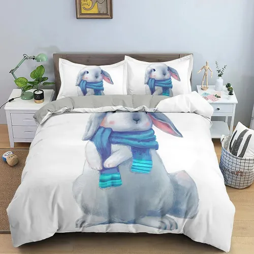 Cartoon Rabbit Print Bed Set