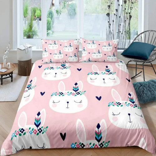 Girls Rabbit Print Bed Set