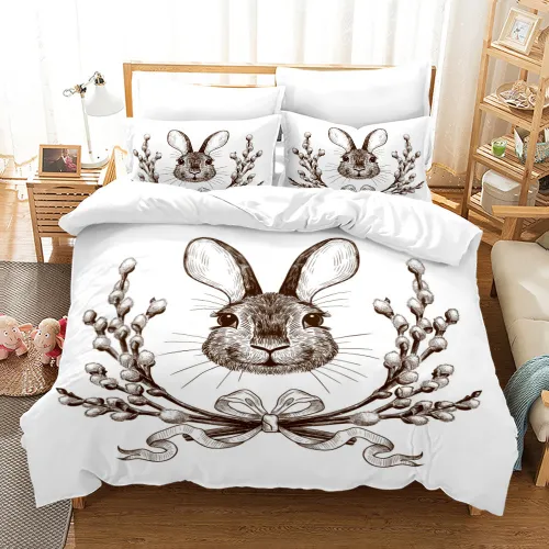 Rabbit Face Print Bed Set
