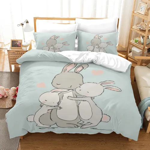 Cartoon Rabbit Family Bed Set