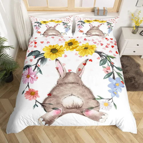 Floral Rabbit Print Bed Set