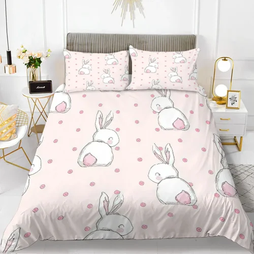 Cute Cartoon Bunnies Bed Set