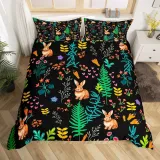 Bunny Leaves Print Bed Set