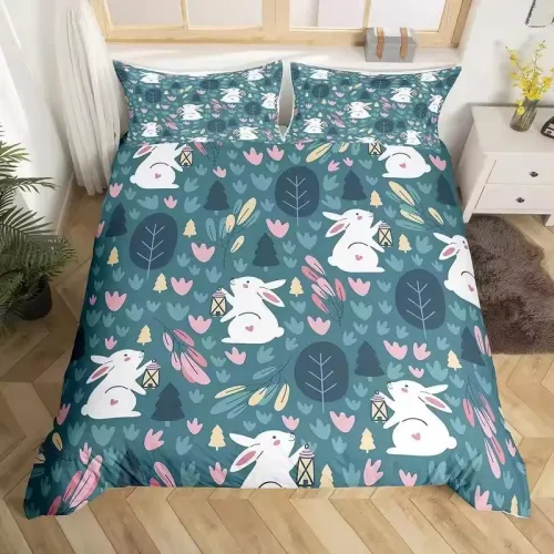 Forest Bunnies Print Bed Set