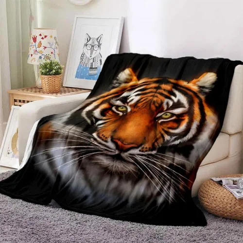 Tiger Face Print Blanket