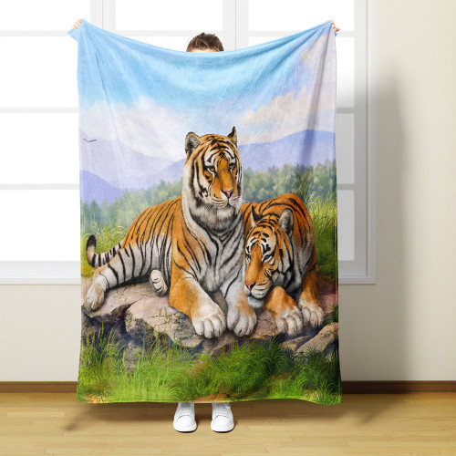 Tiger Couples Print Blanket