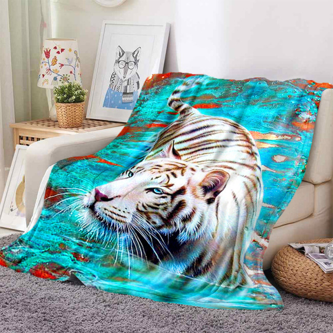 Swimming Tiger Print Blanket