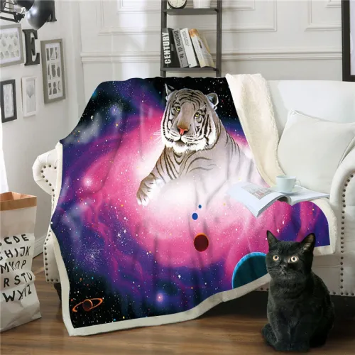 White Tiger Galaxy Blanket